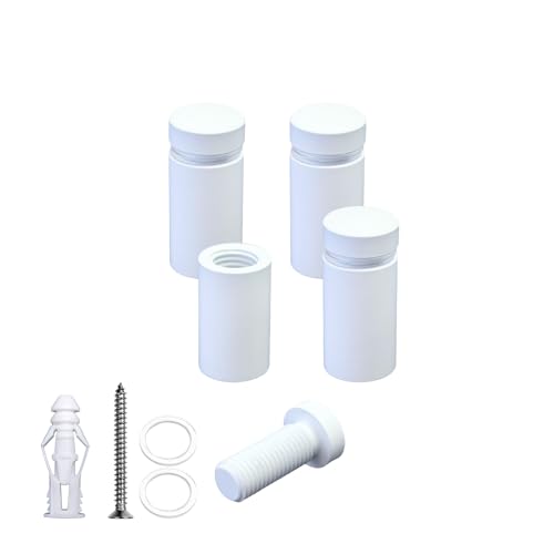 Pack of 4, Aluminum Standoff Screws, Wall Sign Standoff Mounting Hardware Advertising Glass Standoff Nail for Hanging Acrylic Picture Frame (White, 1/2" x 3/4") - color: White, size: 1/2" x 3/4"