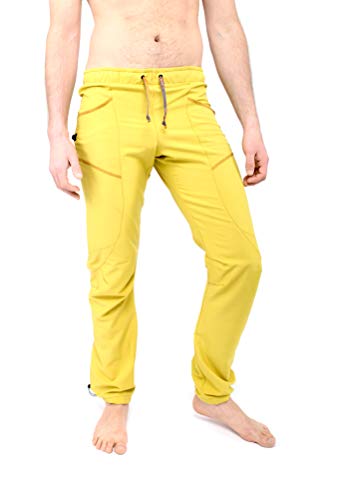 Rock Climbing Pants for Men & Women, Lightweight Stretch, Durable & Breathable, Precision Fit for Climbing, Hiking, Training - color: Yellow, size: Small Long