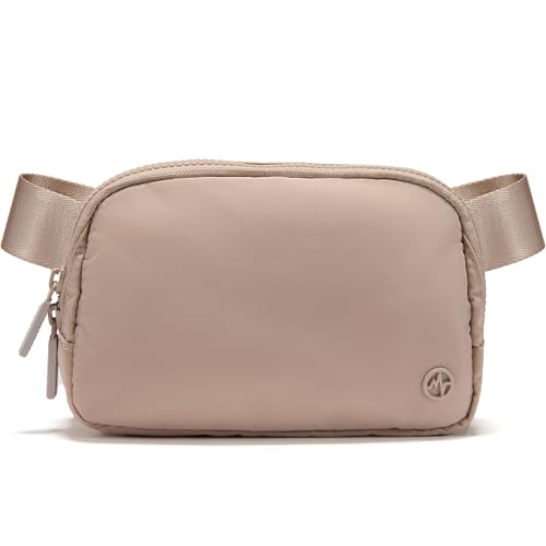 Pander Nylon Fanny Pack for Women, Two-Way Zipper Crossbody Bag | 1L nylon belt bag with a two-way zipper, three interior mesh pockets, and an adjustable strap for waist or crossbody wear - color: Raw Linen Beige