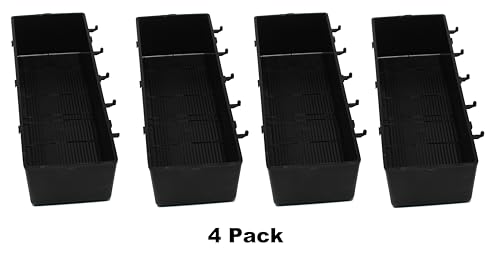 JSP Manufacturing Plastic Pegboard Storage Bins (4 Pack) | 11.25-Inch Parts Organizer for Crafts & Hardware | Fits 1/4-Inch Holes ONLY | Black