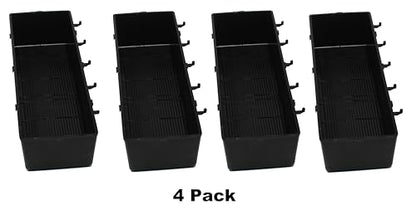 JSP Manufacturing Plastic Pegboard Storage Bins (4 Pack) | 11.25-Inch Parts Organizer for Crafts & Hardware | Fits 1/4-Inch Holes ONLY | Black