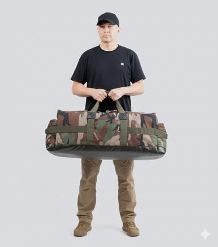 Large Military Duffle Bag Backpack Tactical Field Gear Equipment Duffel Bag Army Deployment Bag 85L - color: DW Camo