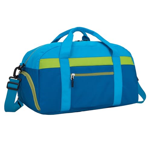Small Kids Duffle Bag for Boys or Girls, 18" Length, Blue | Fit Weekender, Sports Practice, or Overnight Travel - color: Blue