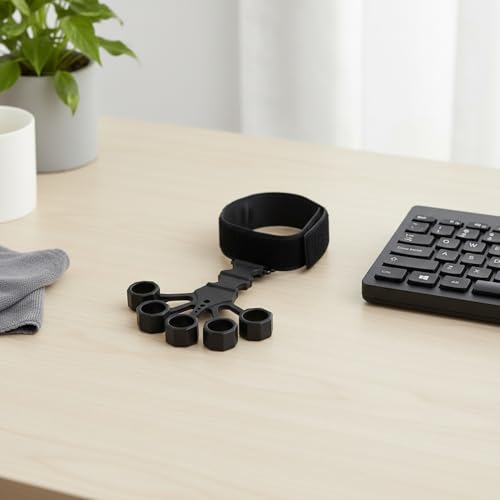 Silicone Finger Resistance Band for Hand Strength & Extension Exercise - Portable Grip Trainer for Fitness & Office Use (Black, 1 Pack)
