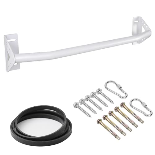 Wall Mounted Pull Up Bar Doorway, Heavy Duty Strength Training Pull-Up & Chin Up Bars for Doorframe, Support Beam or Joist Mount Thick Metal Sturdy Construction Support 500 lbs - color: White