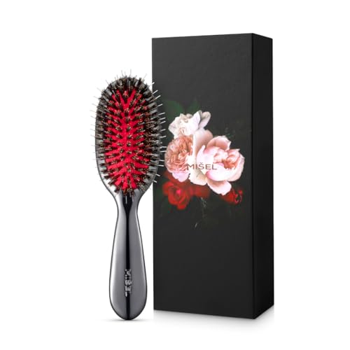 MISEL Professional Boar Bristle Hair Brush for Women and Men | Detangles All Natural Hair Types and Extensions | Reduces Breakage | Great for Wavy and Straight Hair | Salon-Approved | Small - size: Small (Pack of 1)