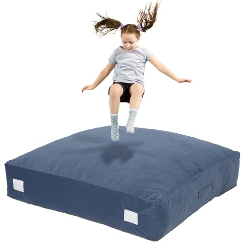 whiffee Upgraded Crash Pad for Kids Sensory with Handle,Soft Foam Blocks - Crash Pads for Autistic Children Indoor Jump Climb, Kids Autism Sensory Crash Mat with Anti-Slip Washable Cover - size: 4FT x 4FT