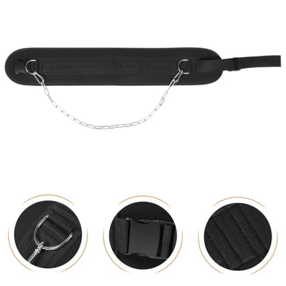 Contoured Fitness Dipping Belt with Chain for Weightlifting Weighted Dips Pull-ups Chin-ups Hip Squats Premium Training Equipment for Strength Building and Muscle Support