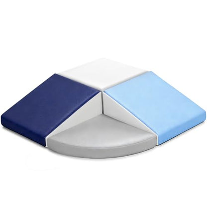 Sumbababy Climbing Foam Blocks for Toddlers: PU Leather Foam Blocks for Kids Active Play - Toddler Climbing Toys Indoor - Durable Playground Gym Preschool Toddler Toys for Boys and Girls - style: Navy/Haze Blue