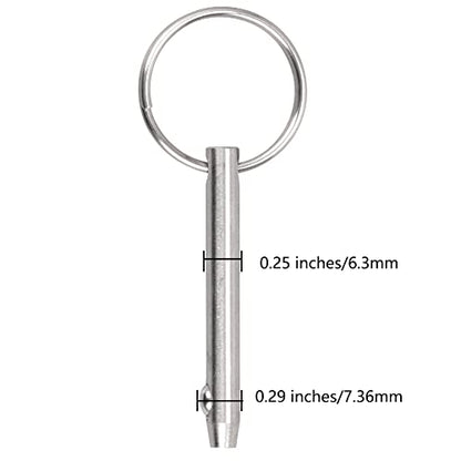 8 PCS Quick Release Pins Bimini Top Pins, Diameter 1/4"(6.3mm), Overall Length 3"(76mm), Usable Length 2.4"（61mm, Marine 316 Stainless Steel - size: 8 Pieces