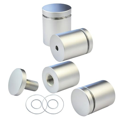 Pack of 4, Aluminum Standoff Screws, Wall Sign Standoff Mounting Hardware Advertising Glass Standoff for Acrylic Picture Frame (Satin Chrome Electroplated, 1" x 1") - color: Satin Chrome Electroplated, size: 1" x 1"