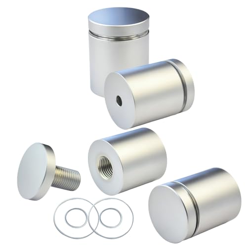 Pack of 4, Aluminum Standoff Screws, Wall Sign Standoff Mounting Hardware Advertising Glass Standoff for Acrylic Picture Frame (Satin Chrome Electroplated, 1" x 1") - color: Satin Chrome Electroplated, size: 1" x 1"