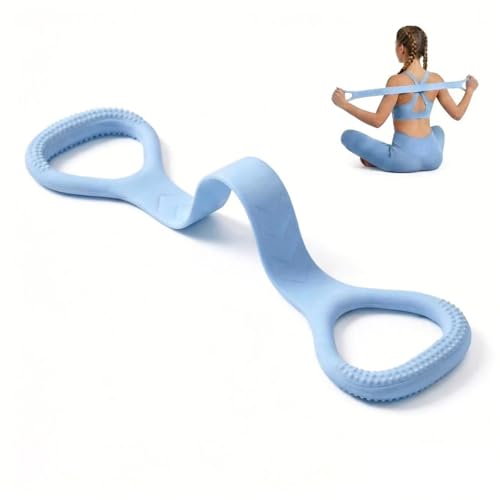 Figure 8 Resistance Bands with Handles, Silicone Exercise Bands for Yoga Pilates Stretching, Portable Home Workout Equipment for Arm Back Shoulder Training, Fitness Band for Women Men - color: blue