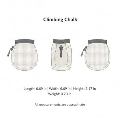 Climbing Chalk Bag with Drawstring Closure - Lightweight Waist Pouch for Rock Climbing, Bouldering & Gym Training (6.7 Inch Opening) - color: Silver