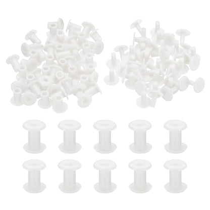 PATIKIL M5x8mm Plastic Binding Post, 50 Sets Plastic Chicago Screws Binding Screw Rivet Post Press-on Buckle for Leather Scrapbook Photo Albums, White - color: White, size: M5x8mm
