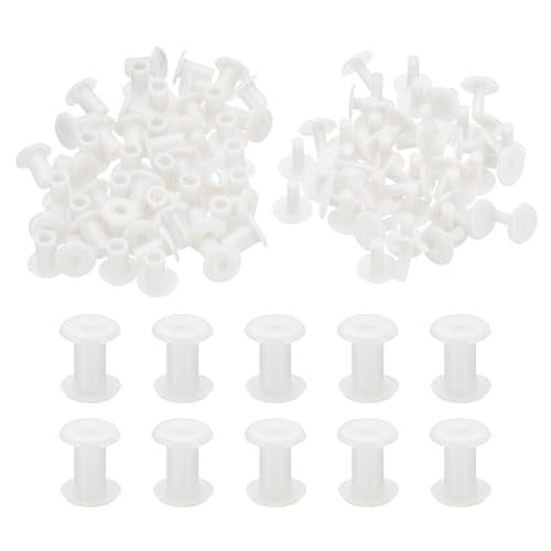 PATIKIL M5x8mm Plastic Binding Post, 50 Sets Plastic Chicago Screws Binding Screw Rivet Post Press-on Buckle for Leather Scrapbook Photo Albums, White - color: White, size: M5x8mm