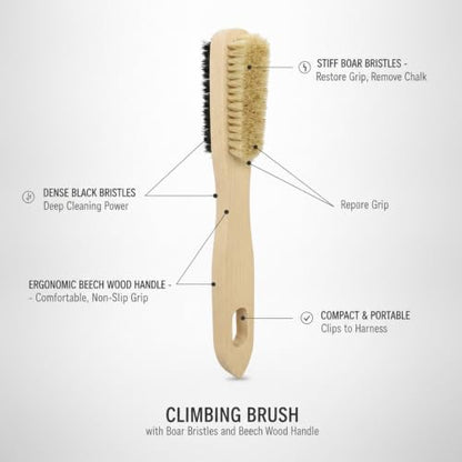 Climbing Brush with Boar Bristles and Beech Wood Handle for Chalk Removal (1 PC)