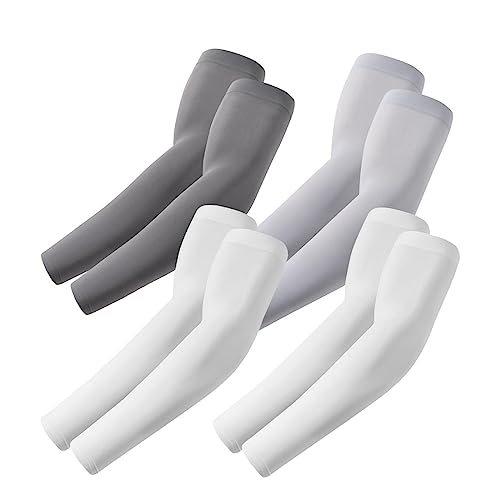 ROXUN Arm Sleeves Cooling UV Sun Protection Sport Compression for Men Women | UPF50,Seamless cover arms,Tattoo-covering,Lightweight & breathable,daily wear,Outdoor work,Basketball Baseball,Mangas - color: 2 White+dark Gray+light Gray