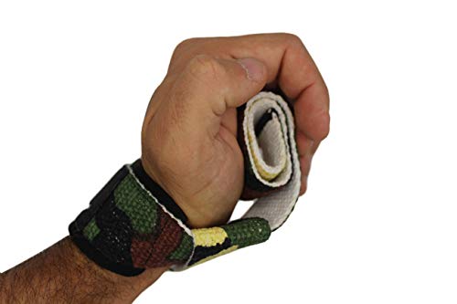 Gripad Heavy Duty Lifting Straps in Carry Pouch - Wrist Strap Set for Weight Lifting, Cross Training & Power Lifting - Strong Neoprene Gym Workout Deadlift Enhanced Grip and Stability - color: forest camo