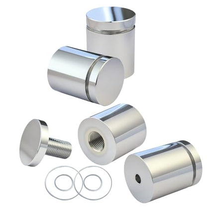 Pack of 4, Aluminum Standoff Screws, Wall Sign Standoff Mounting Hardware Advertising Glass Standoff for Acrylic Picture Frame (Polished Chrome Electroplated, 1" x 1") - color: Polished Chrome Electroplated, size: 1" x 1"
