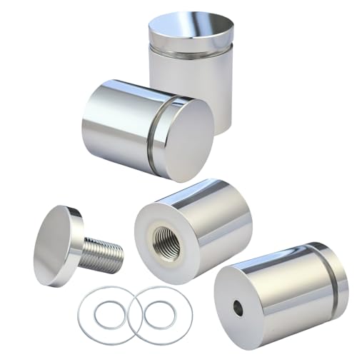 Pack of 4, Aluminum Standoff Screws, Wall Sign Standoff Mounting Hardware Advertising Glass Standoff for Acrylic Picture Frame (Polished Chrome Electroplated, 1" x 1") - color: Polished Chrome Electroplated, size: 1" x 1"