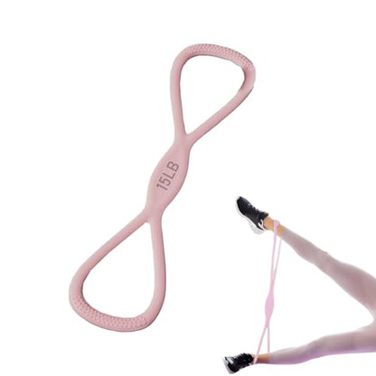 Silicone Figure 8 Resistance Bands for Full-Body Workouts – 15 LB Suitable for Shoulder, Back, and Arm Exercises - color: Pink