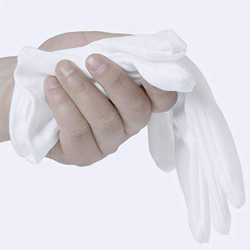 3 Pairs White Cotton Gloves for Dry Hands Eczema SPA Moisturizing - Work Glove Liners for Serving Costume Inspection - color: 3 Pairs