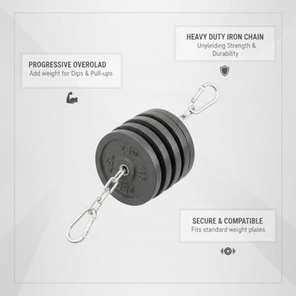 Fits Standard Weight Plates: Iron Chain Weighted Dip Belt for Pull-Ups, Dips, and Strength Training