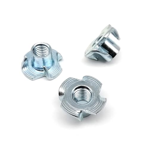 T-Nuts 2Box/230pcs M4 M5 M6 M8 Thickened Steel Four Claws Speaker Nut Blind Pronged Insert T-nut Wood Furniture Nut Assortment Kit Set for Wood, Rock Climbing Holds
