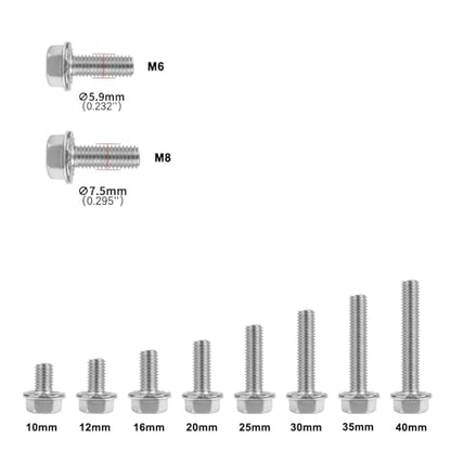 M6x30mm Serrated Flanged Hex Head Screws Bolts 25pcs HS/JXLS-10 | 304 Stainless Steel, External Hex Machine Screws, Equipped with Hex Sleeve, for Construction, for Automotive, for Industrial - size: M6x30mm