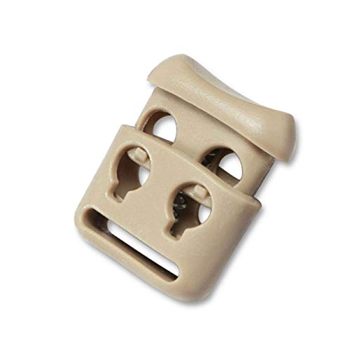 DYZD Double Hole Plastic Cord Locks End Spring Stop Toggle Stoppers Multi-Colour (10PCS, Khaki) - color: Khaki, size: 10PCS