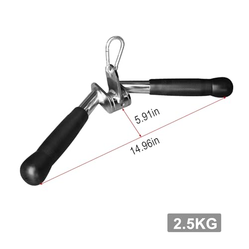 V-bar Tricep Press Down Bar - Pulley Cable Machine Attachment Rotating Bar for Home Gym Strength Training Handle with Rubber Handgrips - LAT Pull Down Machine LAT Pulldown Attachments