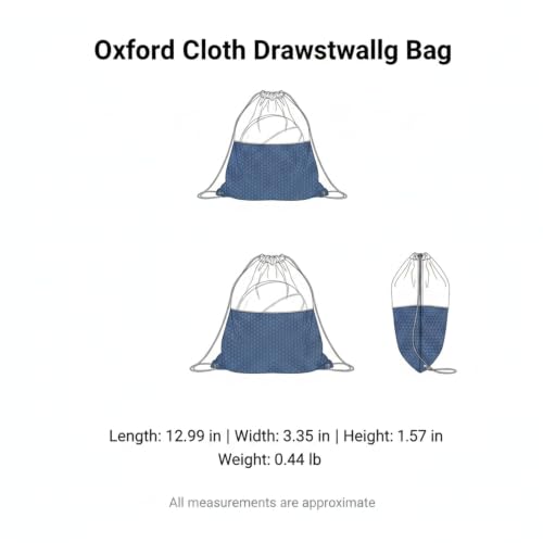 Oxford Cloth Drawstring Bag for Shoes and Essentials, Durable Gym Sack with Secure Closure, 13 x 3.3 Inches - color: Navy