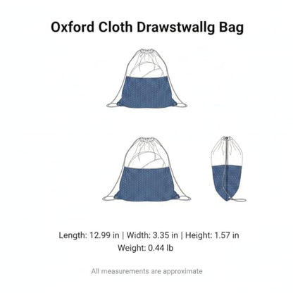 Oxford Cloth Drawstring Bag for Shoes and Essentials, Durable Gym Sack with Secure Closure, 13 x 3.3 Inches - color: Navy