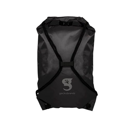 geckobrands Embark 10L Drawstring Backpack – Waterproof, Lightweight Dry Bag for Beach, Hiking, and Light Water Activities - color: Black/Grey