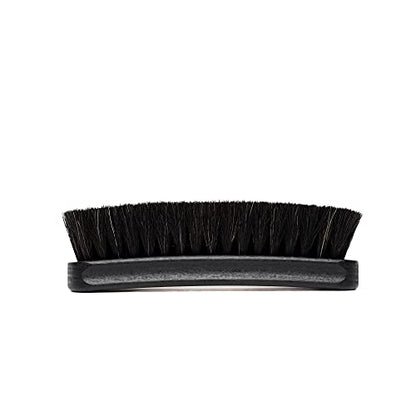 Premium Shoe Brush - Horsehair Shoe Brush - Concaved Handle for Premium Grip, Black - color: Black
