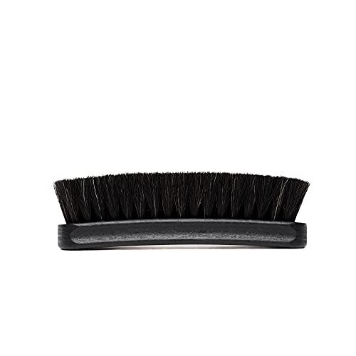 Premium Shoe Brush - Horsehair Shoe Brush - Concaved Handle for Premium Grip, Black - color: Black