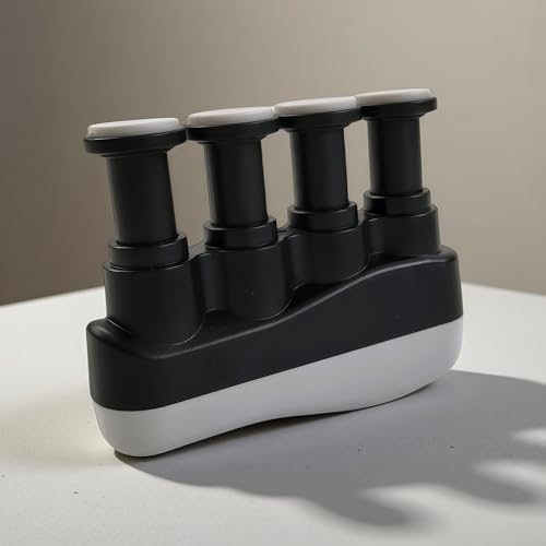Finger Strengthener, Nalu Hand Grip Trainer Exerciser for Piano, Guitar, Bass, Ukulele Players, Plastic Material, Lightweight and Portable - Improve Finger Flexibility, Strength,1 Pack (Black+Gray) - color: Black+Gray