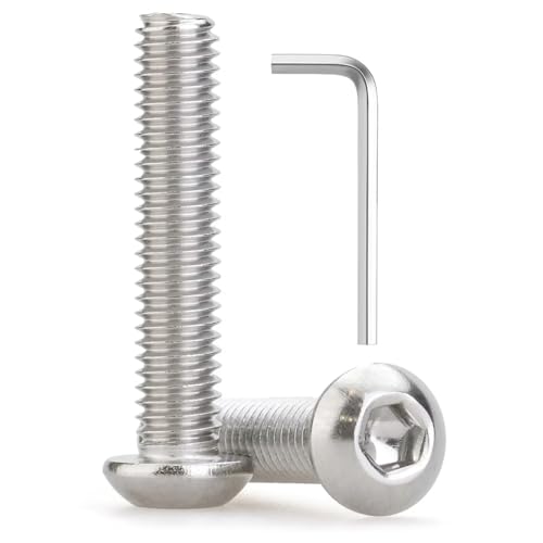 M3 x 14mm 80 Pcs Button Head Socket Cap Screws, 304 Stainless Steel (18-8), Fully Threaded, Bright Finish, Allen Hex Drive, Includes Hex Wrench, for Furniture, DIY, 3D Printing - size: M3 x 14mm-80 PCS