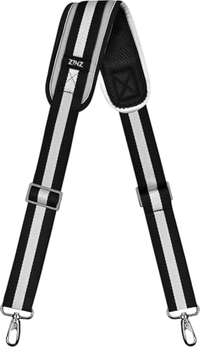 ZINZ Bag Shoulder Strap, Padded Adjustable Shoulder Strap Replacement - color: Stripes-bkwbk, size: 57"