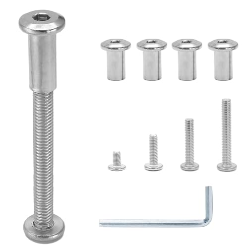 M6 Hex Drive Socket Cap Bolt Kit, Silver, 30 Sets | M6x16/25/35/45/55mm, Includes Allen Wrench, Countersunk Screw Barrel Nuts, For Furniture & Cabinet - color: Silver, size: M6x16/25/35/45/55mm