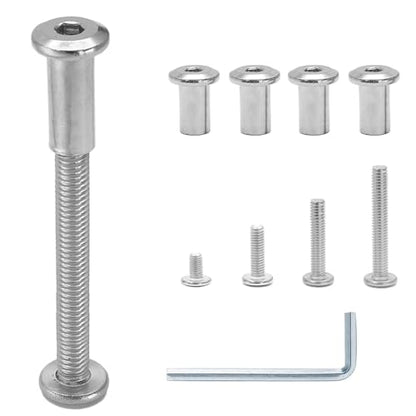 M6 Hex Drive Socket Cap Bolt Kit, Silver, 30 Sets | M6x16/25/35/45/55mm, Includes Allen Wrench, Countersunk Screw Barrel Nuts, For Furniture & Cabinet - color: Silver, size: M6x16/25/35/45/55mm