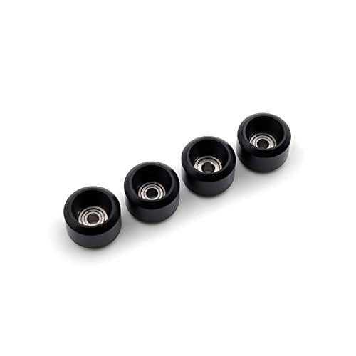 SPITBOARDS® Fingerboard Pro Wheels with Real Ball Bearings, Professional CNC Polyurethane Quality, Street Wheels Shape (Black) - color: Black