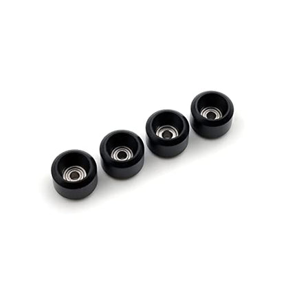 SPITBOARDS® Fingerboard Pro Wheels with Real Ball Bearings, Professional CNC Polyurethane Quality, Street Wheels Shape (Black) - color: Black
