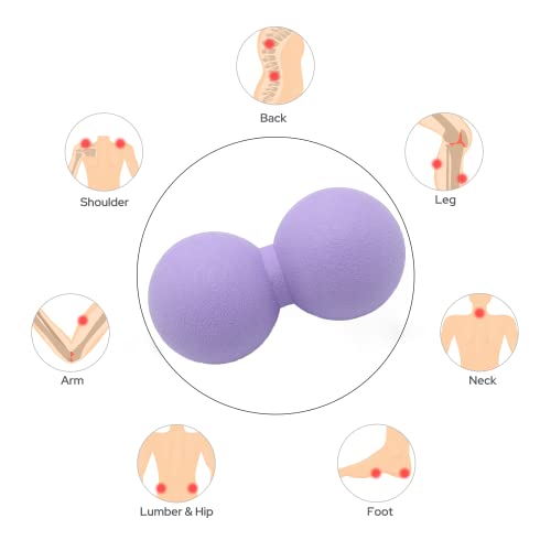 Hard Peanut Massage Ball, Double Lacrosse Massage Ball. Deep Tissue Massager Mobility Roller for Physical Therapy Myofascial Release Trigger Point Muscle Relax Pain Relief Acupressure (Purple) | Mobility Massager Tool for Deep Tissue Physical Therapy Myof