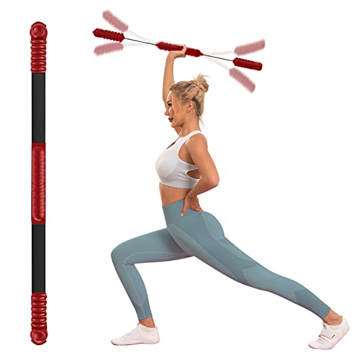 Fitness Bar, Elastic Resistance Exercise Bar for Strength Training | Physical Therapy Equipment for Arm Training, Pilates Workouts, Muscle Stretching, Home Exercise & Sports Fitness - color: Red
