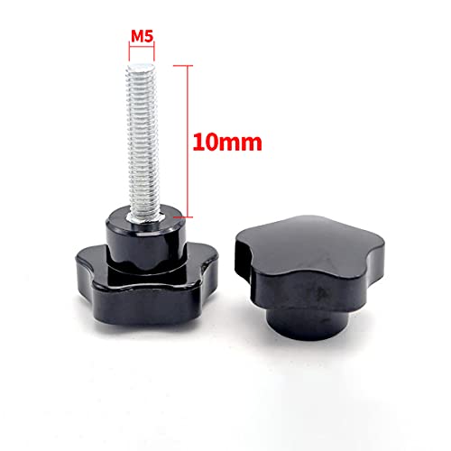 Star Screw Knob, Pentagonal Head, M5 x 10mm, Black, 1pcs - size: M5 x 10mm