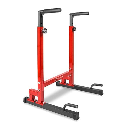 ProsourceFit Dip Stand Station, Heavy Duty Ultimate Body Press Bar with Safety Connector for Tricep Dips - color: Red, style: Pro