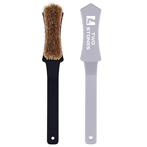 TWO STONES Bouldering Brush with Thick Ultra Durable Boar's Hair Bristles,Perfect Rock Climbing Brushes for Rock Climbing Holds on Climbing Wall as Climbing Chalk Brush Indoor or Outdoor - color: Black&grey