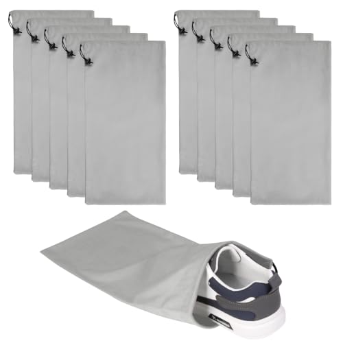 10 Pcs Single Shoe Bags for Travel,18"X9"shoe travel bag for Packing Dustproof Shoe Bag storage Sneaker Travel Bags Washable & Reusable dust bags for Boots Handbags Shoes & Toys (Grey) - color: Grey